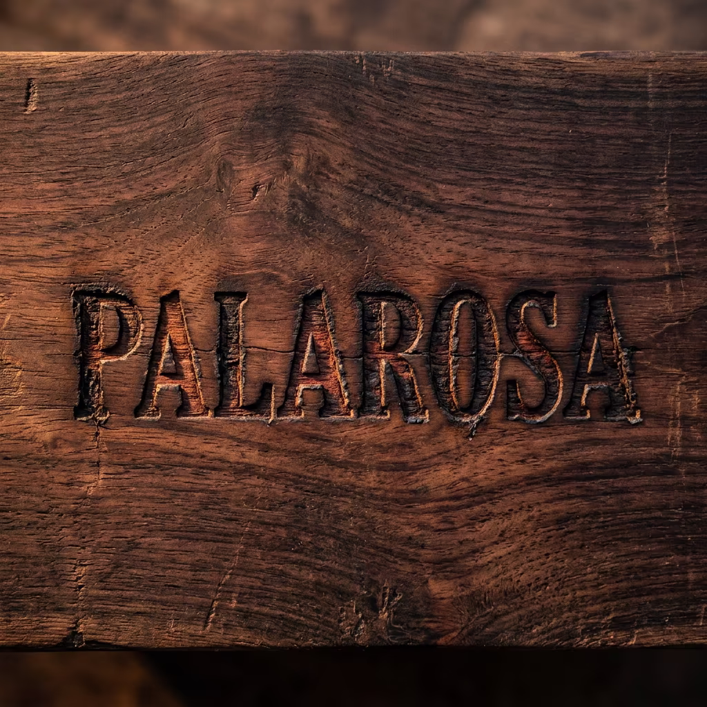 PALAROSA branded into rosewood timber