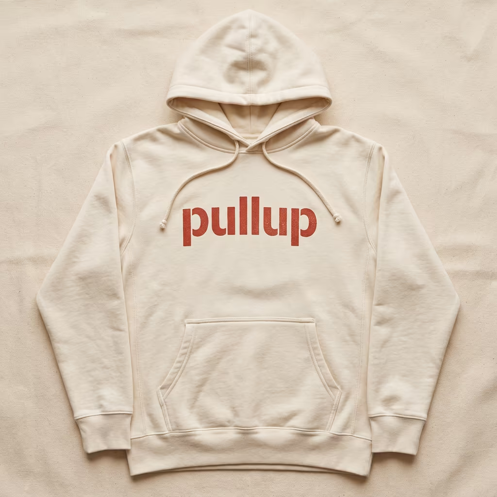 pullup hoodie, cream colorway, flat-lay